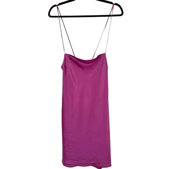 NWT Lulus Chic Allure Lace Up Mini Slip Dress Purple Satin Size Medium - Picture 3 of 7